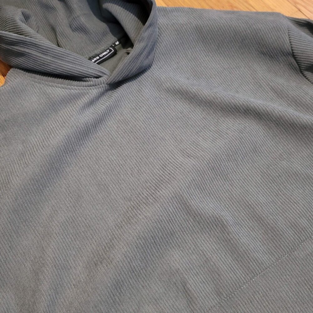 Members Only Corduroy Pullover Hoodie Heavy Sage Green Men's Medium M Like New - Picture 4 of 7